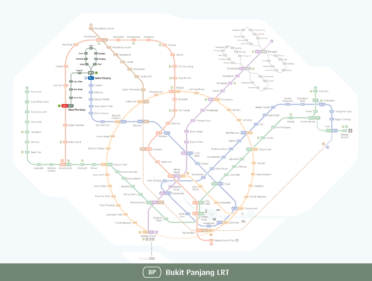 Bukit Panjang LRT - MRT Map of Singapore