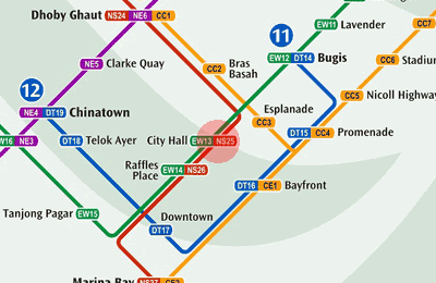 NS25 City Hall station map - Singapore MRT