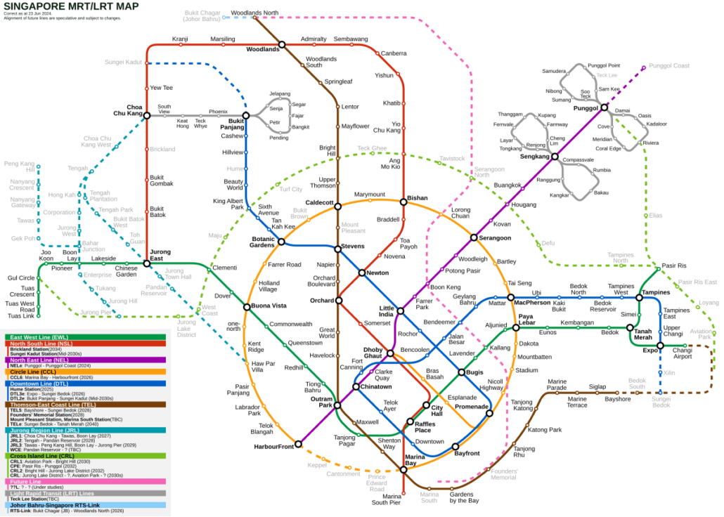 MRT stations in Singapore | Singapore MRT and LRT System Map