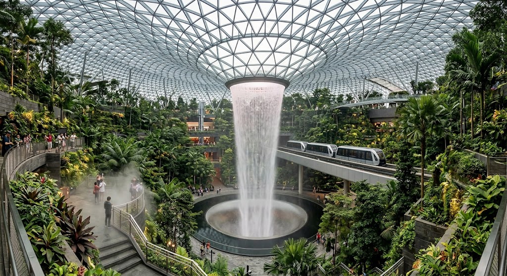HSBC Rain Vortex indoor waterfall in Jewel Changi Airport